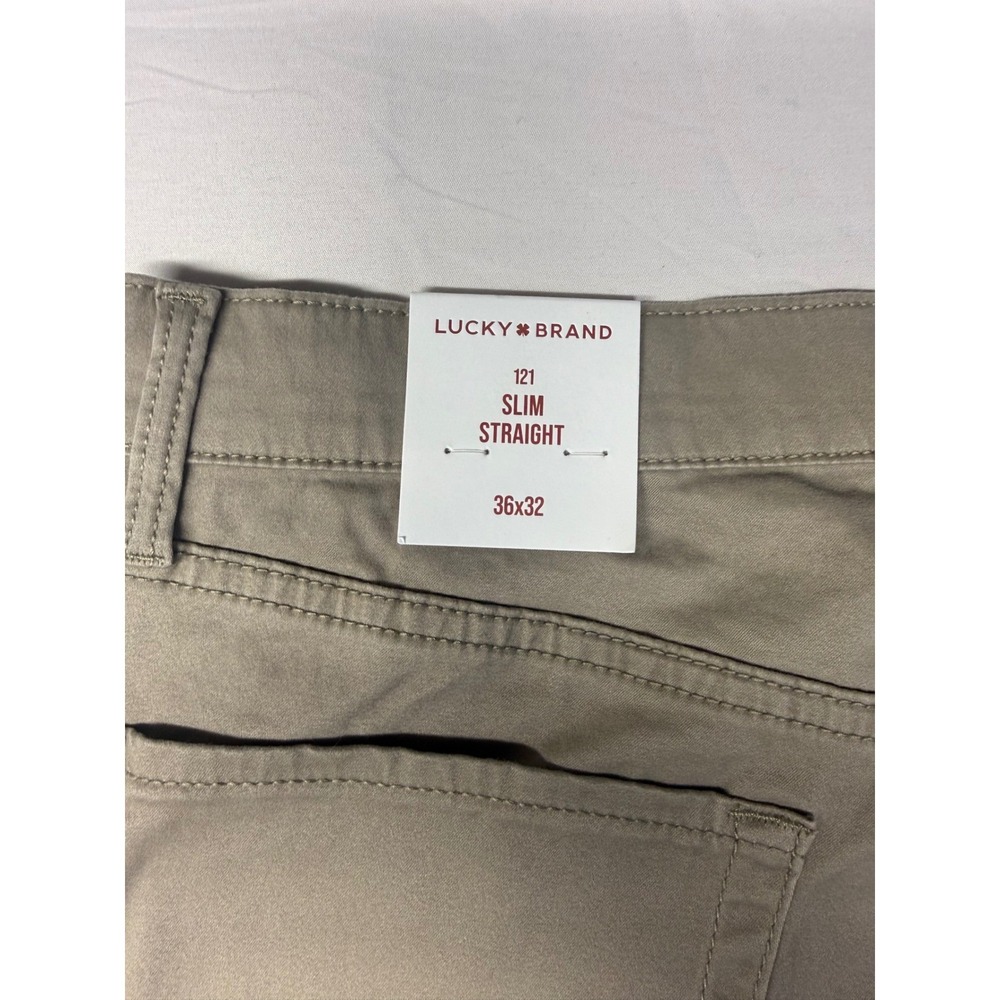 NWT Lucky Brand 121 Slim Straight Advanced Stretch Khaki Tan Pants Mens 36x32 - Picture 8 of 11